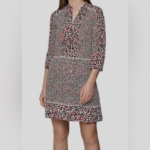 Reiss Women’s Anush Red Multicolor Border Tulle Trimmed Printed Tea Dress Size 2